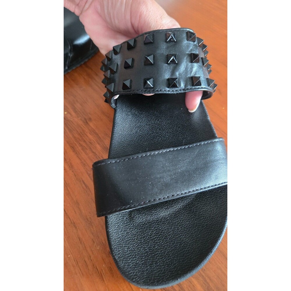 Women's Juicy Couture Black Studded Leather Sandals Slides Size 9 - Picture 4 of 5